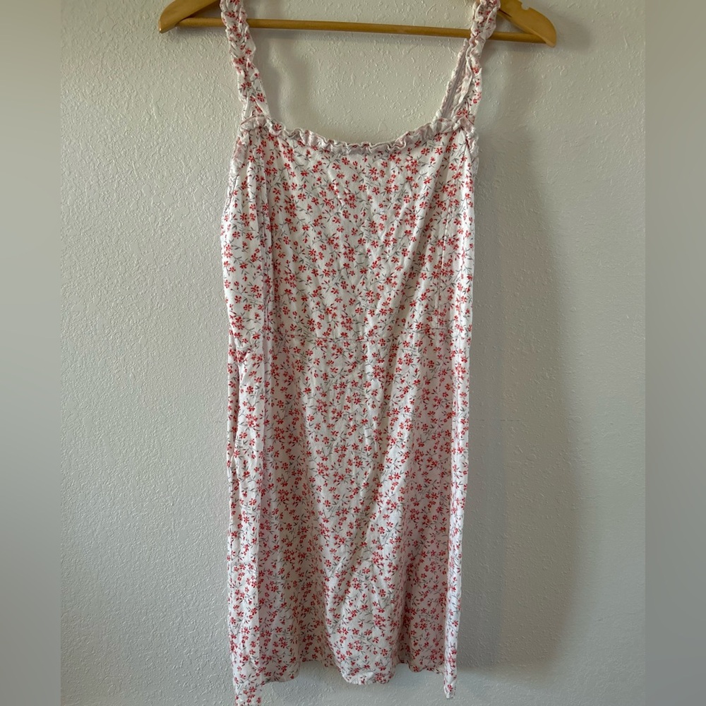 Angel Kiss Dress Size L Linen Floral Print -Y2k Vintage Spaghetti Strap Dress